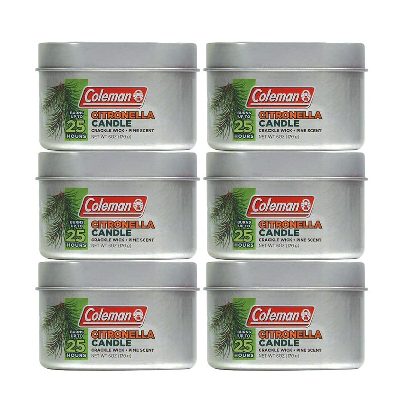 Coleman Scented Outdoor Citronella Candle with Wooden Crackle Wick  Pine Scent  6 oz (Pack of 6) - Image 1
